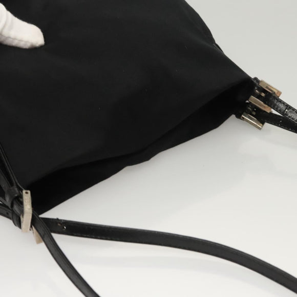 FENDI Shoulder Bag Nylon Black Silver Auth ep8791