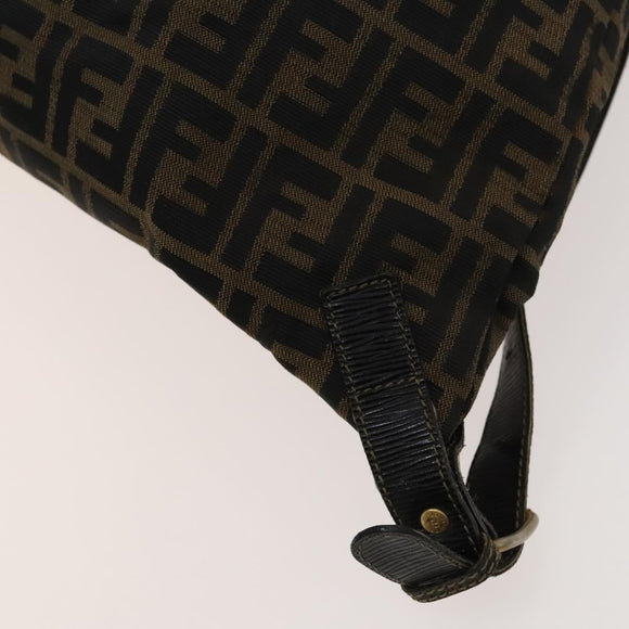 FENDI Zucca Canvas Backpack Brown Black gold Auth ep8792