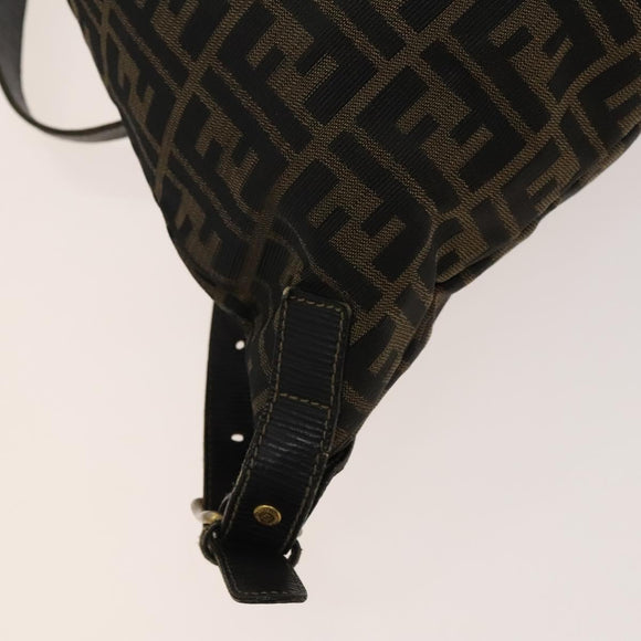 FENDI Zucca Canvas Backpack Brown Black gold Auth ep8792