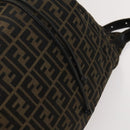 FENDI Zucca Canvas Backpack Brown Black gold Auth ep8792-10