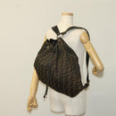 FENDI Zucca Canvas Backpack Brown Black gold Auth ep8792-21