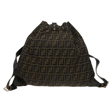 FENDI Zucca Canvas Backpack Brown Black gold Auth ep8792 - 0