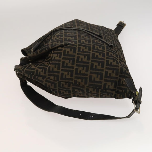 FENDI Zucca Canvas Backpack Brown Black gold Auth ep8792