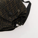 FENDI Zucca Canvas Backpack Brown Black gold Auth ep8792-6