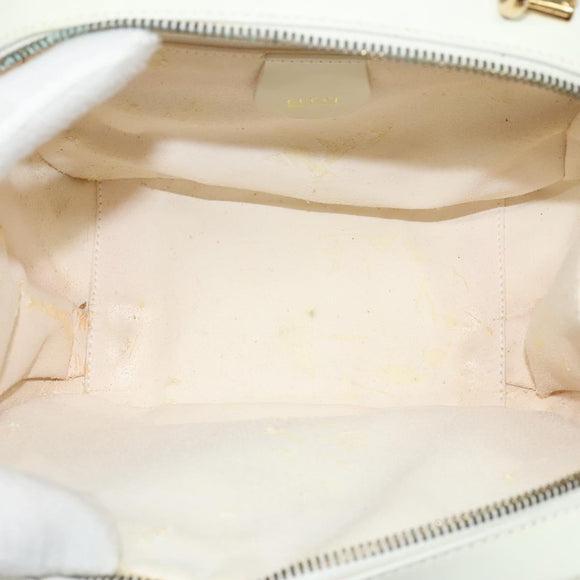 GUCCI Vanity Cosmetic Pouch Patent 2way Gold White 000 270 0323 Auth ep8794