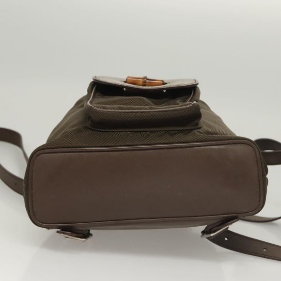 GUCCI Bamboo Backpack Nylon Khaki 003 2058 0030 5 Auth ep8797
