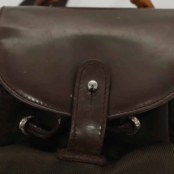 GUCCI Bamboo Backpack Nylon Khaki 003 2058 0030 5 Auth ep8797