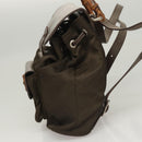 GUCCI Bamboo Backpack Nylon Khaki 003 2058 0030 5 Auth ep8797-3
