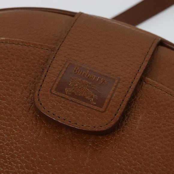 Burberrys Shoulder Bag Leather Brown Gold Auth ep8843