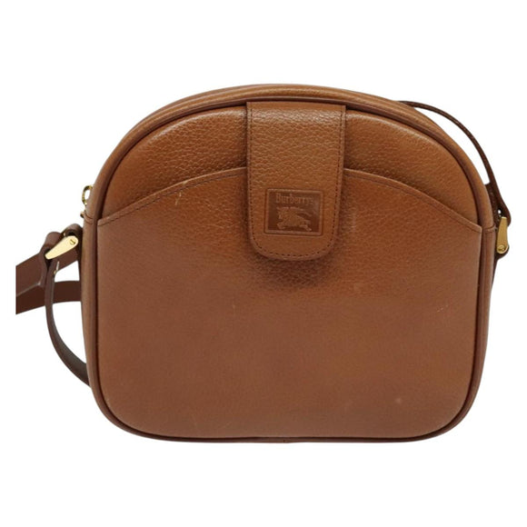 Burberrys Shoulder Bag Leather Brown Gold Auth ep8843