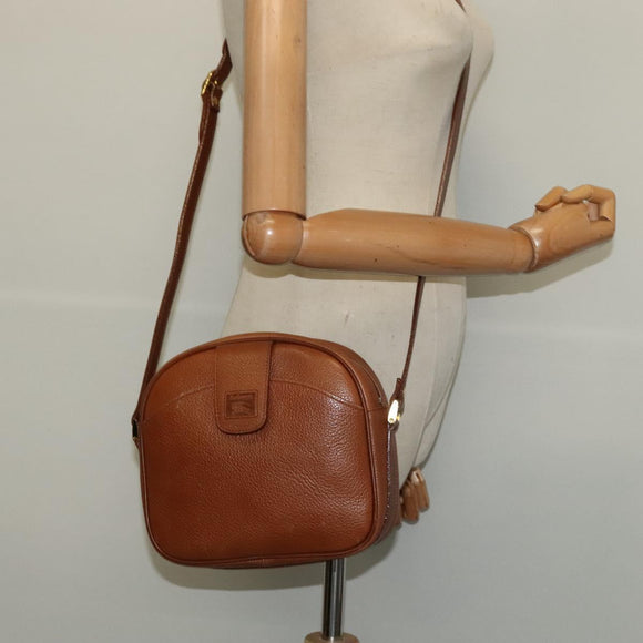 Burberrys Shoulder Bag Leather Brown Gold Auth ep8843