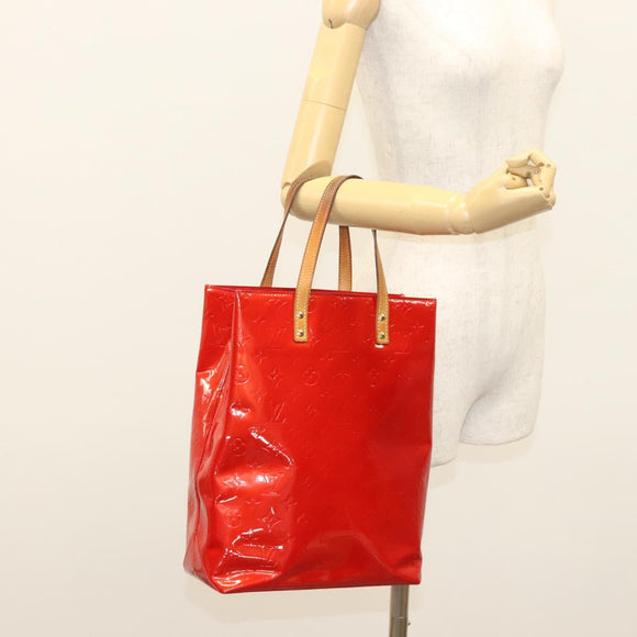 LOUIS VUITTON Monogram Vernis Reade MM Hand Bag Red Rouge M91086 LV Auth ep8844