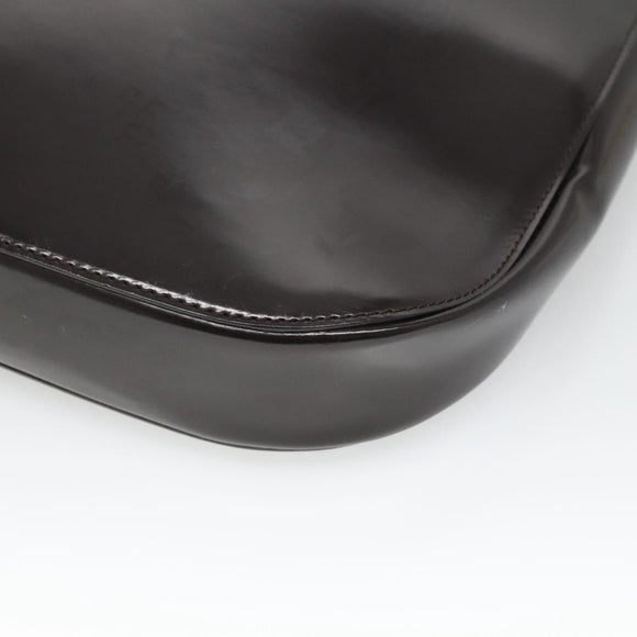 GUCCI Shoulder Bag Patent leather Brown Silver 001 3166 Auth ep8849