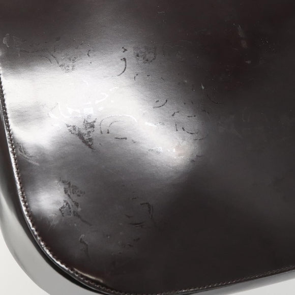 GUCCI Shoulder Bag Patent leather Brown Silver 001 3166 Auth ep8849