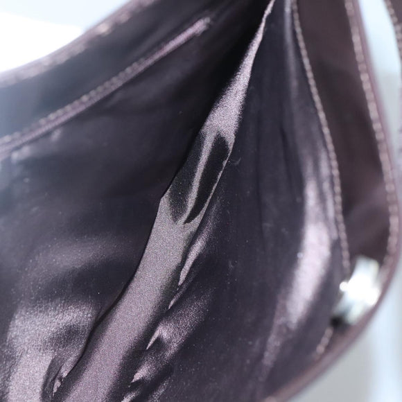 GUCCI Shoulder Bag Patent leather Brown Silver 001 3166 Auth ep8849