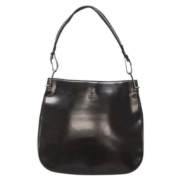 GUCCI Shoulder Bag Patent leather Brown Silver 001 3166 Auth ep8849