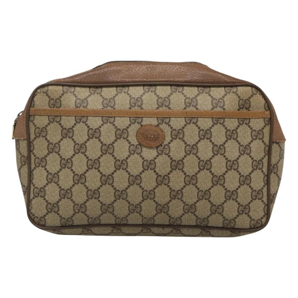GUCCI GG Supreme Clutch Bag PVC Beige 89 01 044 Auth ep8864