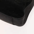 GUCCI Bamboo Shoulder Bag Suede Black Gold 001 1577 2615 Auth ep8865-9