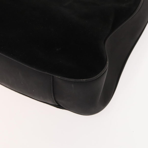 GUCCI Bamboo Shoulder Bag Suede Black Gold 001 1577 2615 Auth ep8865