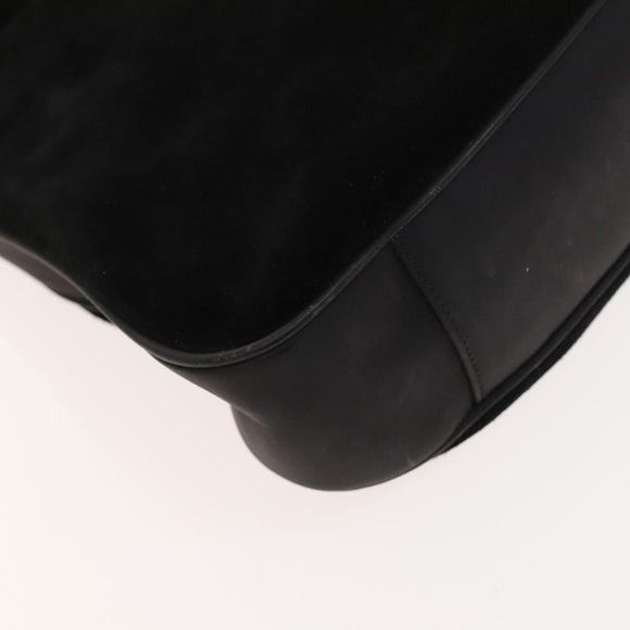 GUCCI Bamboo Shoulder Bag Suede Black Gold 001 1577 2615 Auth ep8865