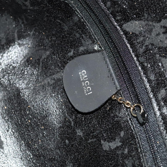 GUCCI Bamboo Shoulder Bag Suede Black Gold 001 1577 2615 Auth ep8865