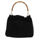 GUCCI Bamboo Shoulder Bag Suede Black Gold 001 1577 2615 Auth ep8865-2