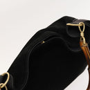 GUCCI Bamboo Shoulder Bag Suede Black Gold 001 1577 2615 Auth ep8865-6