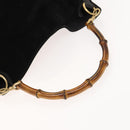 GUCCI Bamboo Shoulder Bag Suede Black Gold 001 1577 2615 Auth ep8865-7