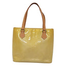 LOUIS VUITTON Monogram Vernis Houston Hand Bag Beige M91004 LV Auth ep8871-13