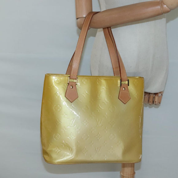 LOUIS VUITTON Monogram Vernis Houston Hand Bag Beige M91004 LV Auth ep8871