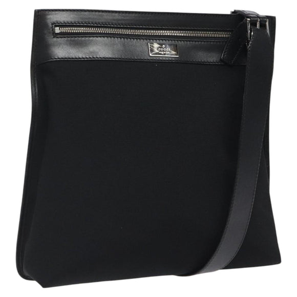 GUCCI Shoulder Bag Nylon Black Silver 92560 Auth ep8886