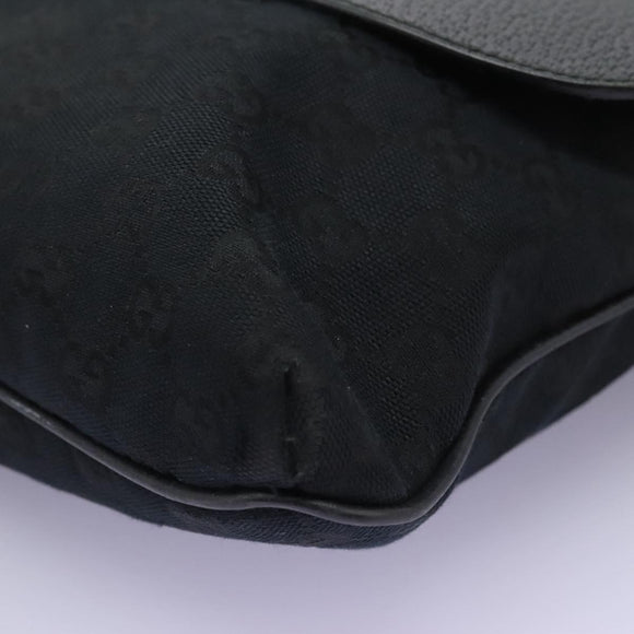 GUCCI GG Canvas Shoulder Bag Black Silver 256100 Auth ep8911