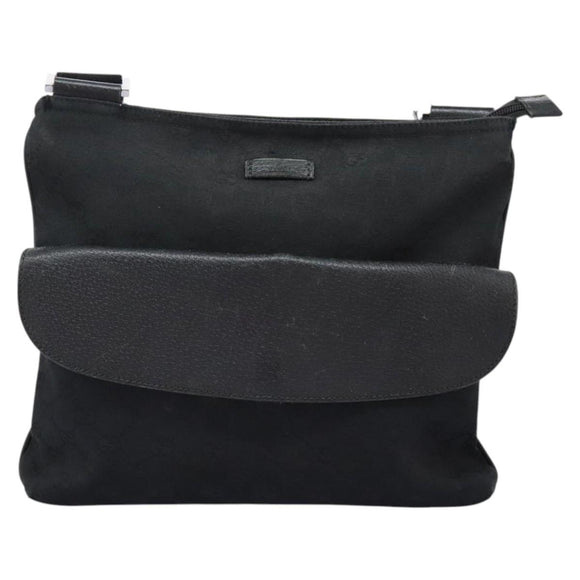 GUCCI GG Canvas Shoulder Bag Black Silver 256100 Auth ep8911