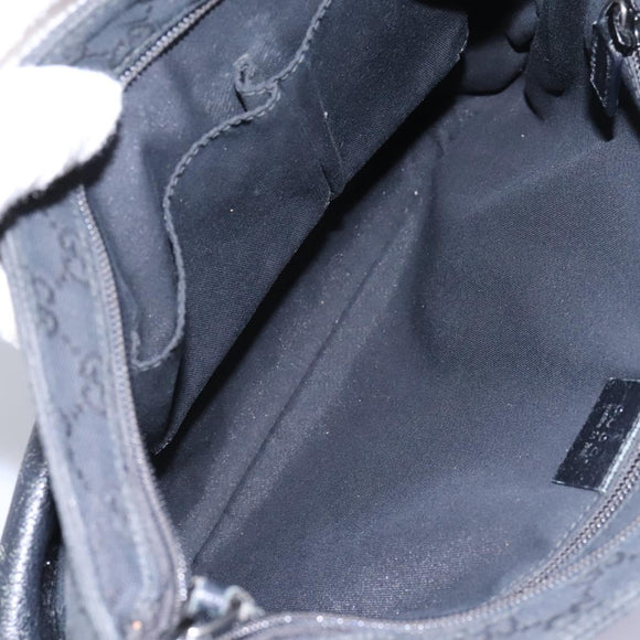 GUCCI GG Canvas Shoulder Bag Black Silver 256100 Auth ep8911