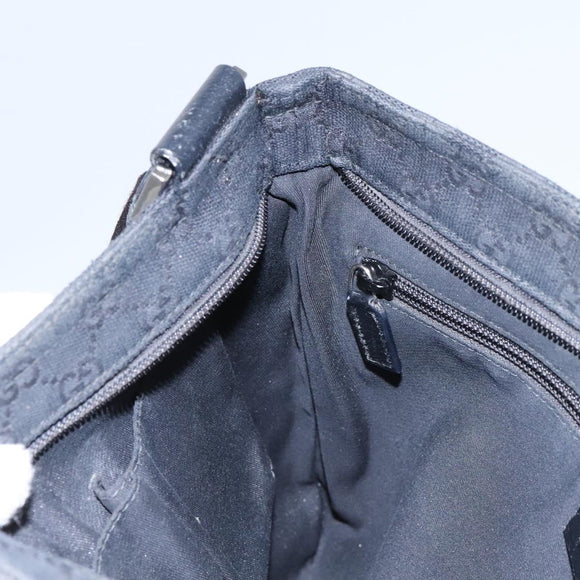 GUCCI GG Canvas Shoulder Bag Black Silver 256100 Auth ep8911