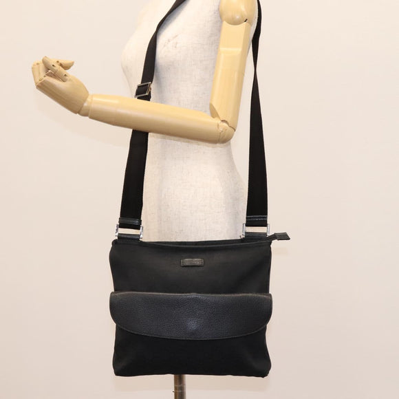 GUCCI GG Canvas Shoulder Bag Black Silver 256100 Auth ep8911