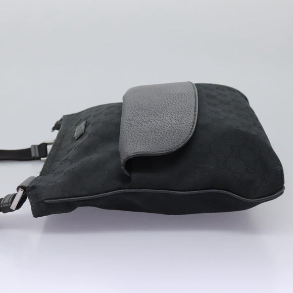 GUCCI GG Canvas Shoulder Bag Black Silver 256100 Auth ep8911