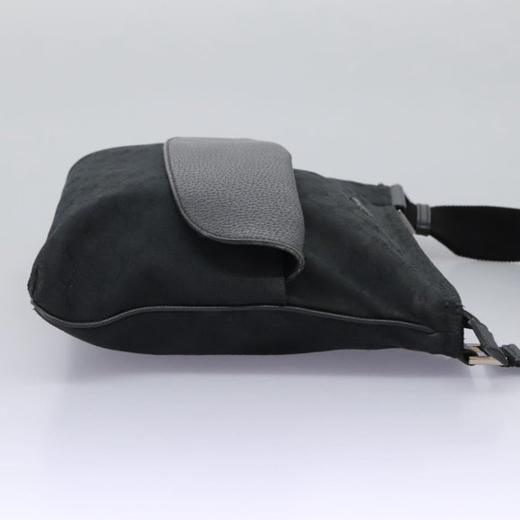 GUCCI GG Canvas Shoulder Bag Black Silver 256100 Auth ep8911