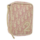 Christian Dior Trotter Canvas Pouch PVC Pink Silver Auth ep8923-1