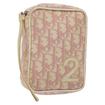 Christian Dior Trotter Canvas Pouch PVC Pink Silver Auth ep8923