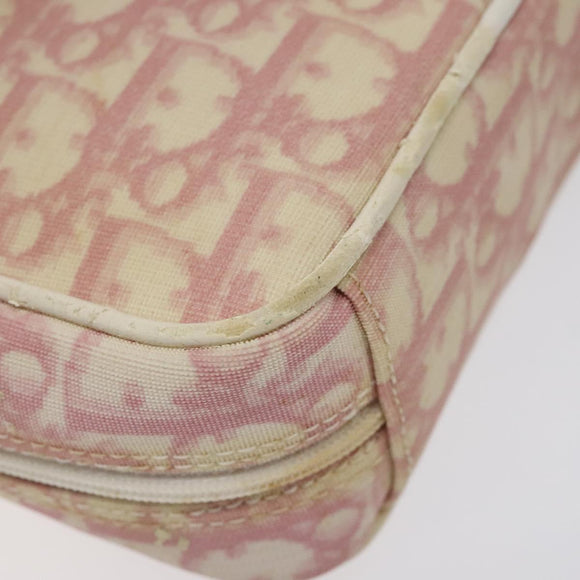 Christian Dior Trotter Canvas Pouch PVC Pink Silver Auth ep8923