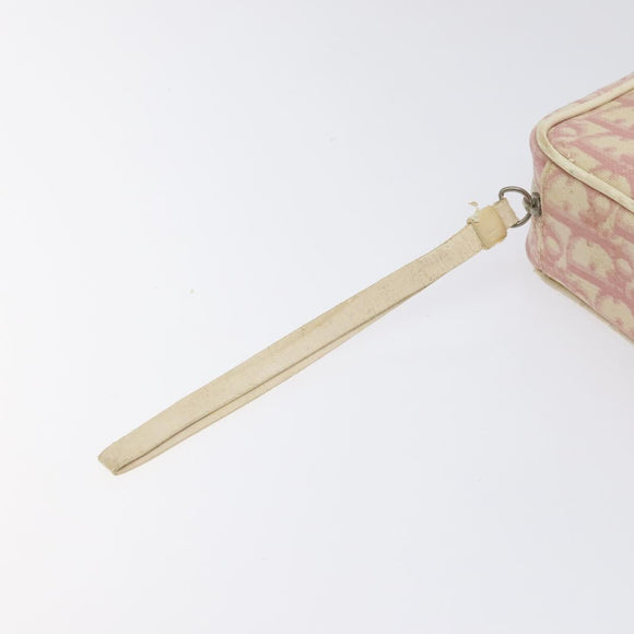 Christian Dior Trotter Canvas Pouch PVC Pink Silver Auth ep8923