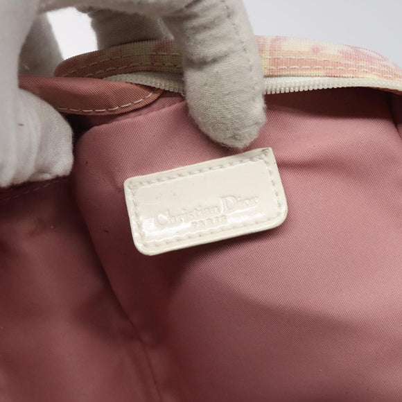 Christian Dior Trotter Canvas Pouch PVC Pink Silver Auth ep8923