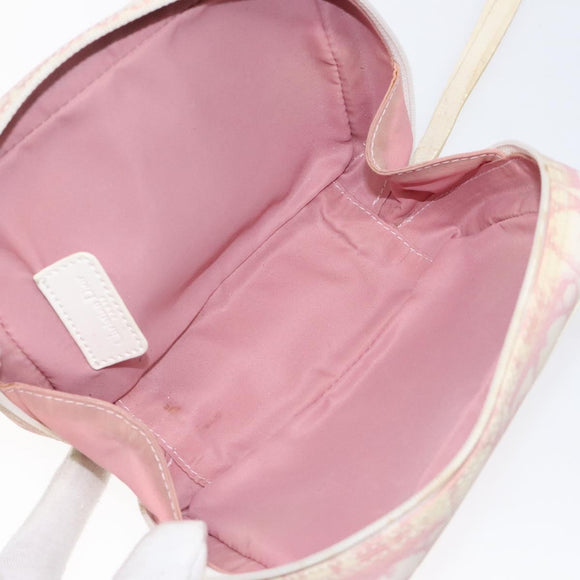 Christian Dior Trotter Canvas Pouch PVC Pink Silver Auth ep8923