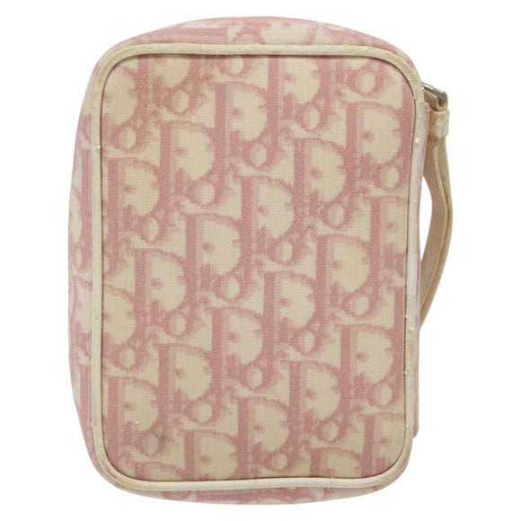 Christian Dior Trotter Canvas Pouch PVC Pink Silver Auth ep8923