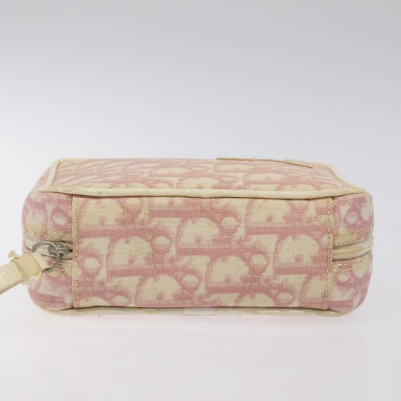 Christian Dior Trotter Canvas Pouch PVC Pink Silver Auth ep8923