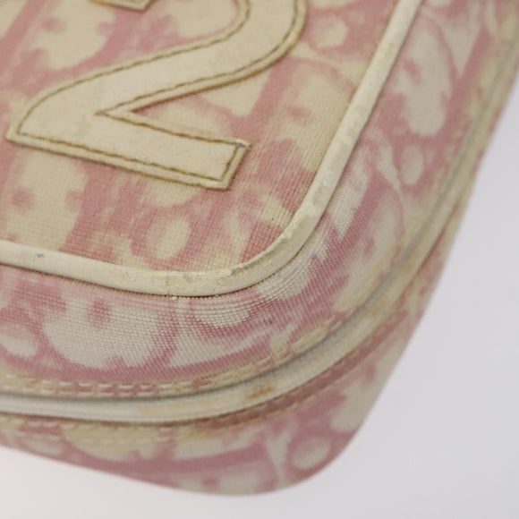 Christian Dior Trotter Canvas Pouch PVC Pink Silver Auth ep8923
