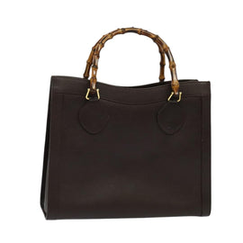 GUCCI Bamboo Hand Bag Leather Brown Gold Auth ep8928