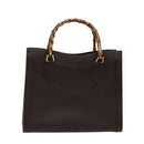GUCCI Bamboo Hand Bag Leather Brown Gold Auth ep8928-13