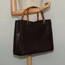 GUCCI Bamboo Hand Bag Leather Brown Gold Auth ep8928-20